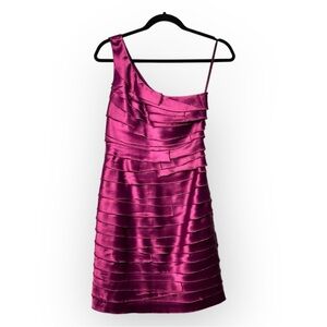 Sakura Asymmetrical Layered Dress Magenta XS